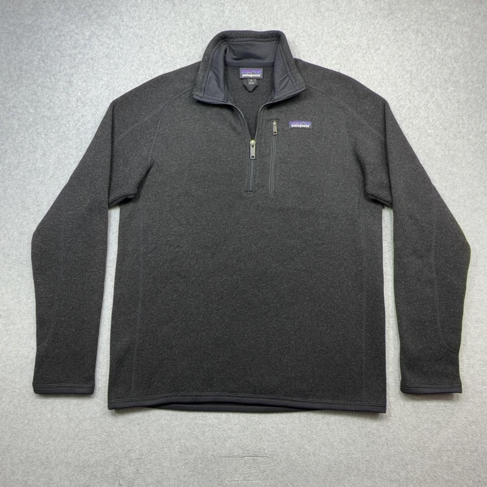 Patagonia Better Sweater 1/4 Zip Mens Medium Black Outdoor Casual Pullover 25522